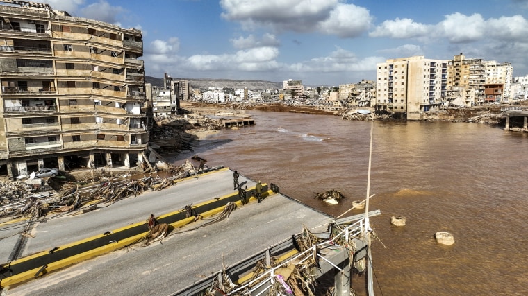 Image: Floodwaters from Mediterranean storm Daniel in Derna, Libya on Sept. 12, 2023. 