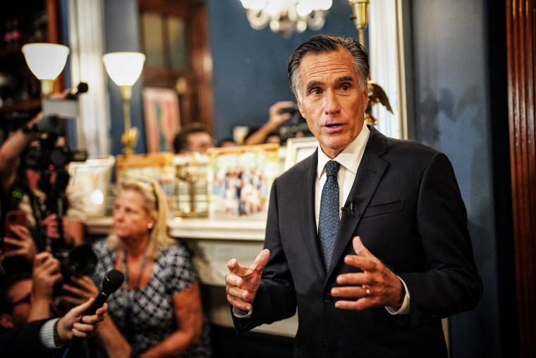 Sen. Mitt Romney, R-Utah, in his office after announcing he will not seek re-election on, Sept. 13, 2023 in Washington.