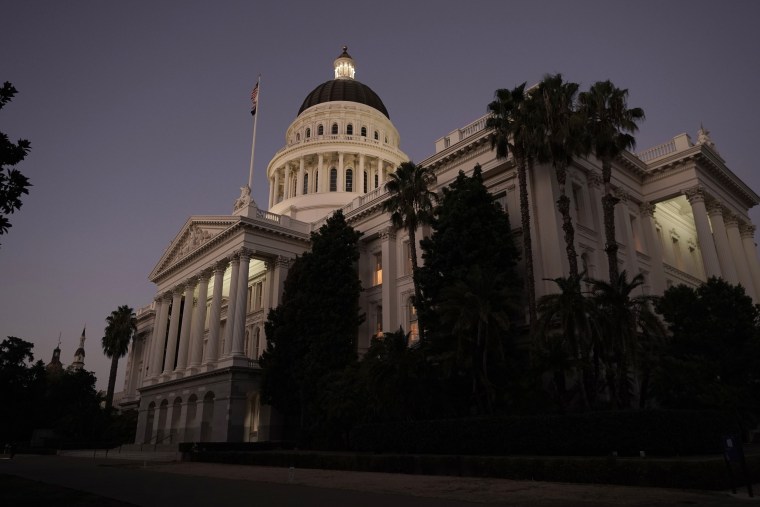 The lights of the state Capitol in Sacramento, Calif.