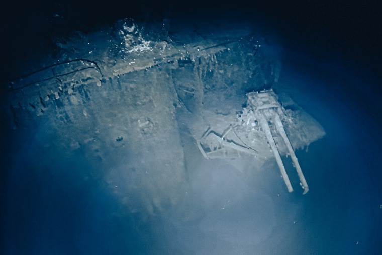 Akagi 3:
127 mm twin anti-aircraft gun mounted below the flight deck of IJN Akagi. Photo recorded by Ocean Exploration Trust’s ROV Atalanta on September 10, 2023.