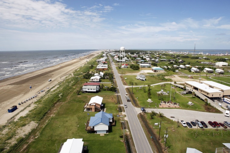 Louisiana State Highway 1 is seen from above Grand Isle, La., on July 27, 2010. Grand Isle will repeal an anti-obscenity ordinance and let a contractor fly a flag from his truck that carries an obscenity aimed at President Joe Biden, under the terms of a lawsuit settlement filed Friday, Sept. 15, 2023, in federal court.