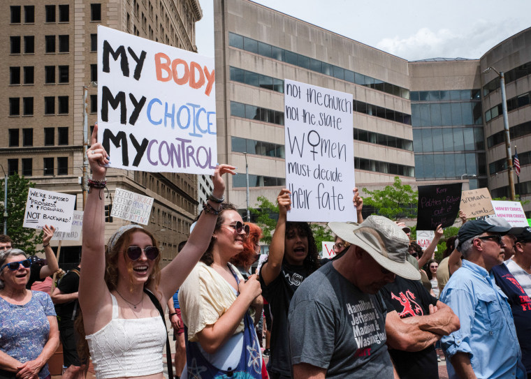 Abortion rights protesters rally in Dayton, Ohio