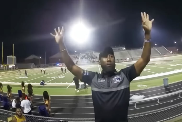 Minor High School’s band director conducts following a football game