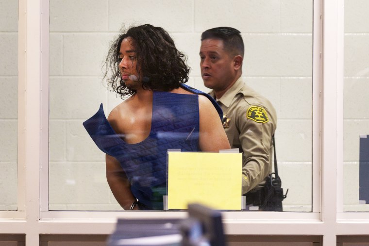 Suspect Kevin Cataneo Salazar appears in court in front of Judge Scott A.Yang on Wednesday, Sept. 20, 2023, in the Michael Antonovich Antelope Valley Courthouse in Lancaster, Calif. Salazar was arrested early Monday, Sept. 18, 2023, 36 hours after the ambush killing of a Los Angeles County sheriff's deputy who was shot as he sat in a patrol car, authorities said. (AP Photo/Damian Dovarganes, Pool)