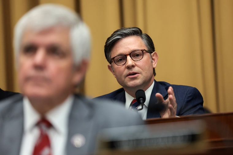 Rep. Mike Johnson, R-La., questions Attorney General Merrick Garland on Sept. 20, 2023.