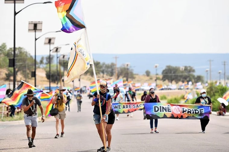 A parade in Window Rock, Ariz., organized by Navajo Nation Pride in 2022.