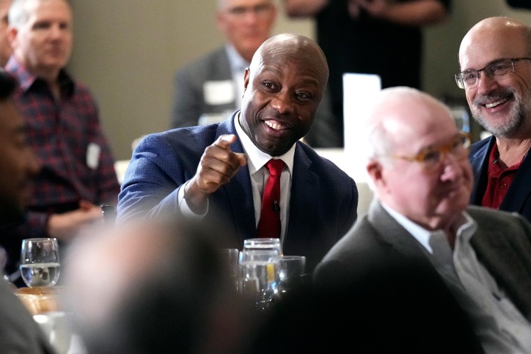 Republican presidential candidate Sen. Tim Scott, R-S.C., during a campaign stop in Windham, N.H., on Sept. 20, 2023.