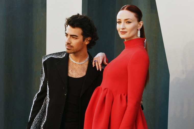 Joe Jonas and Sophie Turner at the Vanity Fair Oscar Party in Beverly Hills, Calif., in 2022.