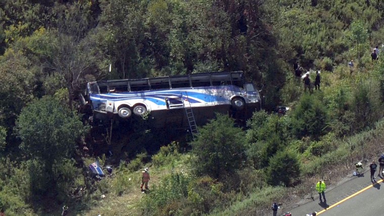 Rollover bus crash on an interstate in New York.