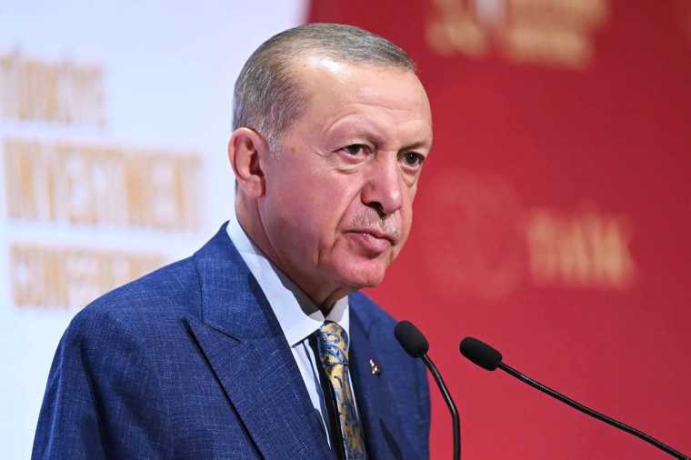  Turkish President Recep Tayyip Erdogan who is in New York for the 78th session of the United Nations (UN) General Assembly, speaks during the 13th Turkiye Investment Conference in New York, United States on September 20, 2023.