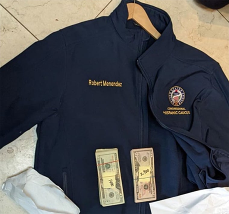 Federal investigators allege they found money stuffed in Menendez jackets when they executed a search warrant in June 2022.