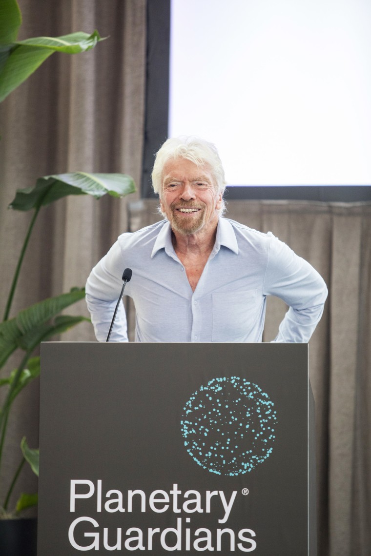 Richard Branson announces the launch of Planetary Guardians while at his flagship Virgin Hotel in Manhattan on Monday, Sept. 18, 2023.