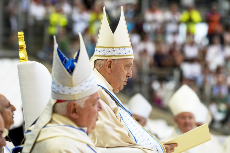 Pope Francis celebrates mass at the Velodrome Stadium