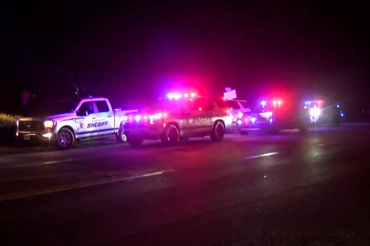 Emergency crews respond to the site of a crash in Plant City, Fla., on Sept. 23, 2023.