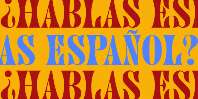 Illustration of the phrase "¿Hablas español?" repeated.