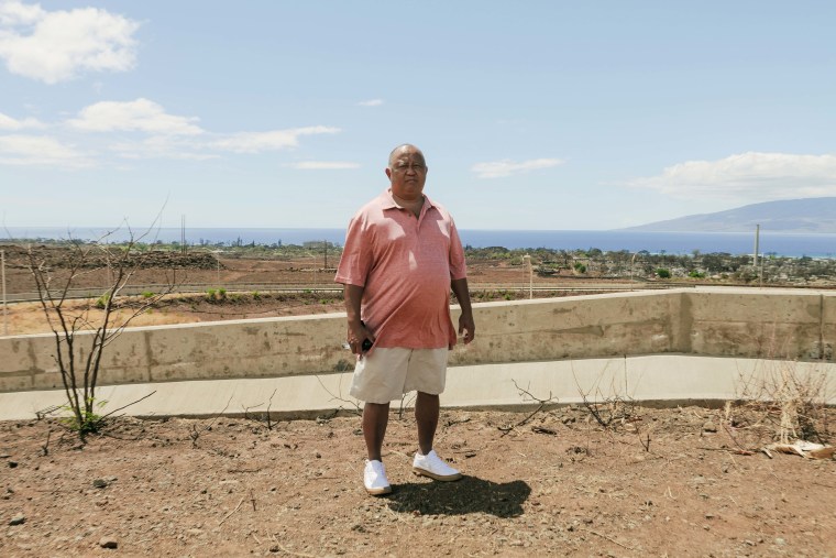 Lahaina resident Erwin Miyamoto close to the site of his destroyed property on Monday. 