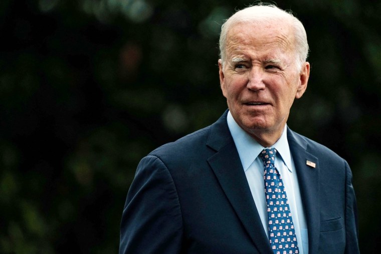 President Joe Biden walks to board Marine One as he departs the White House on Sept. 17, 2023.