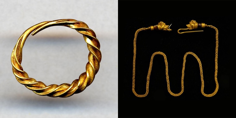 Items similar to those missing include and a late Bronze Age earring and a Greek gold chain necklace dating from the 3rd century B.C.