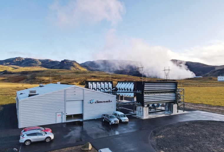 The Climeworks carbon dioxide removal plant near Reykjavik, Iceland, has been operating since 2021. 