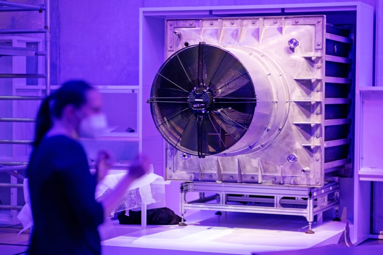 The Climeworks CO2 collector at the Zukunftsmuseum in Nuremberg, Germany, in 2021.
