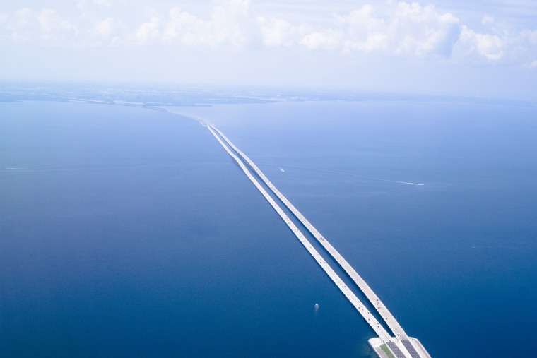 The Howard Frankland Bridge connects Tampa Bay and St. Petersburg, Fla. 