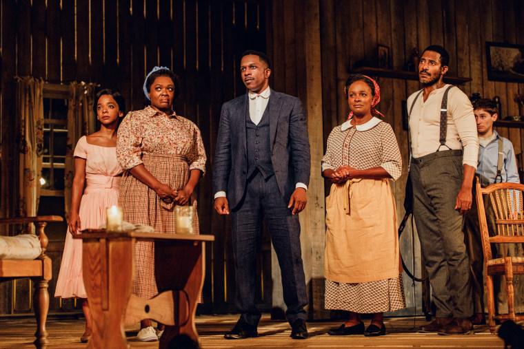 From left, Kara Young, Heather Alicia Simms, Leslie Odom, Jr., Vanessa Bell Calloway, Billy Eugene Jones and Noah Robbins in "Purlie Victorious."