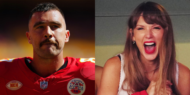 The Kansas City Chiefs' Travis Kelce and Taylor Swift.