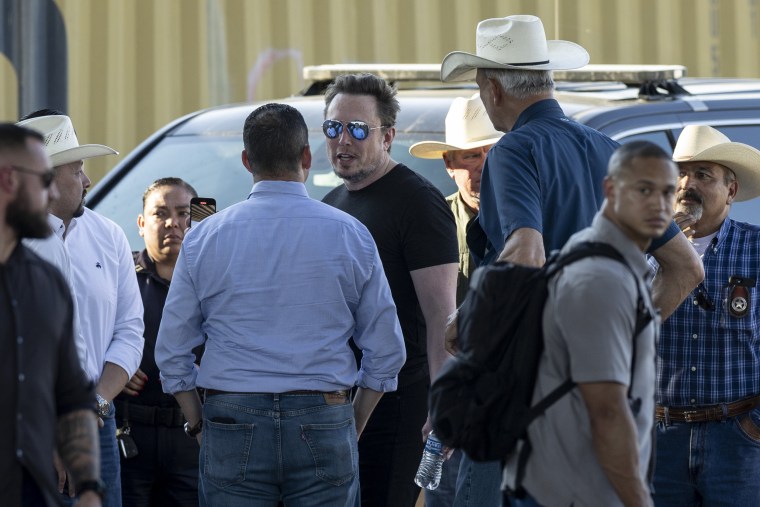 Elon Musk with Tony Gonzales while visiting the Texas-Mexico border in Eagle Pass, Texas