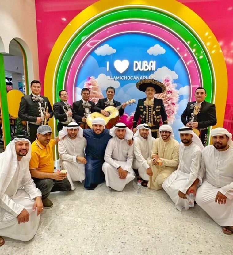 Image: A mariachi band completes the opening of La Michocana Plus in the United Arab Emirates.