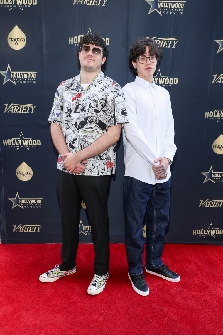Cristian Marcus Muñiz and Ryan Adrian Muñiz at the star ceremony where Marc Anthony is honored with a star on the Hollywood Walk of Fame in Los Angeles, California on September 6, 2023. 