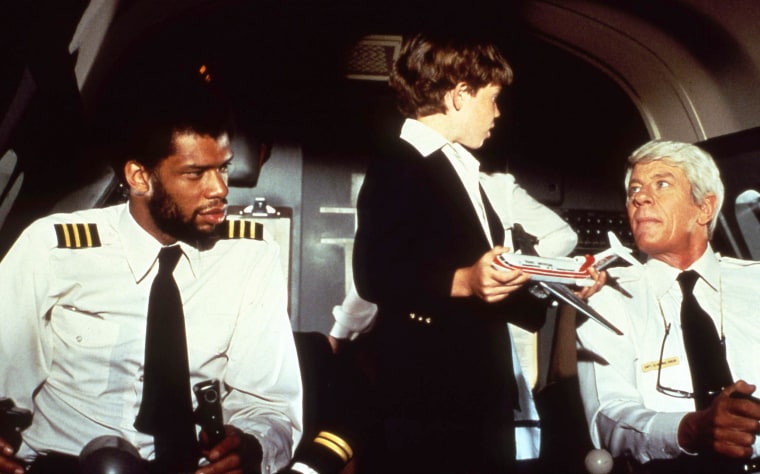 Peter Graves, Kareem Abdul-Jabbar and Rossie Harris in "Airplane!"