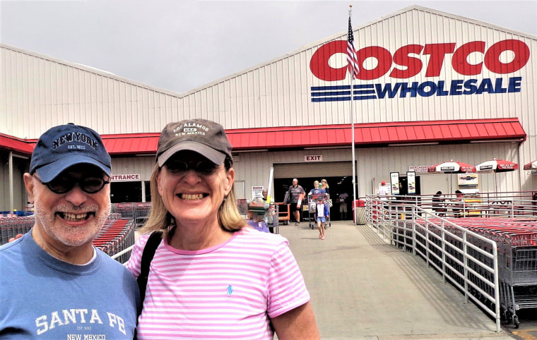 David and Susan Schwartz in front of Costco.