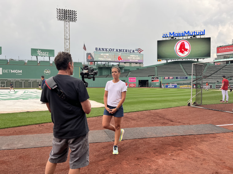 Dylan Dreyer takes the field at Fenway Park.
