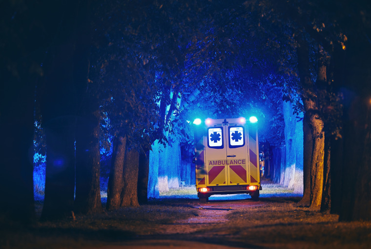 Ambulance on forest road