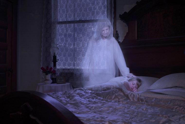 Ghost touching sleeping granddaughter