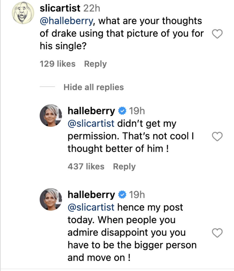 Холлі Беррі стверджує, що Дрейк використав її фотографію, не запитуючи її.