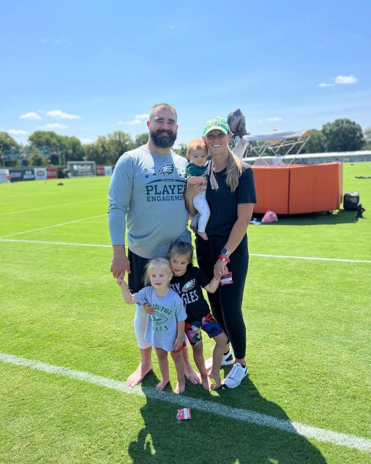 Jason and Kylie Kelce with family
