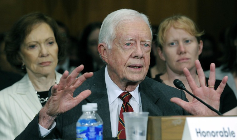 Rosalynn Carter, Jimmy Carter and their daughter Amy Carter in 2009