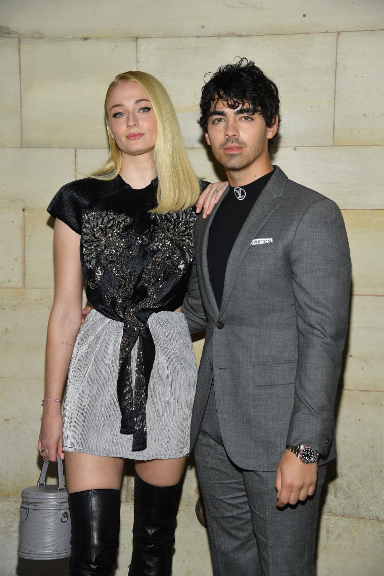 The couple at the Louis Vuitton show during Paris Fashion Week on Oct. 2, 2018 in Paris, France.  