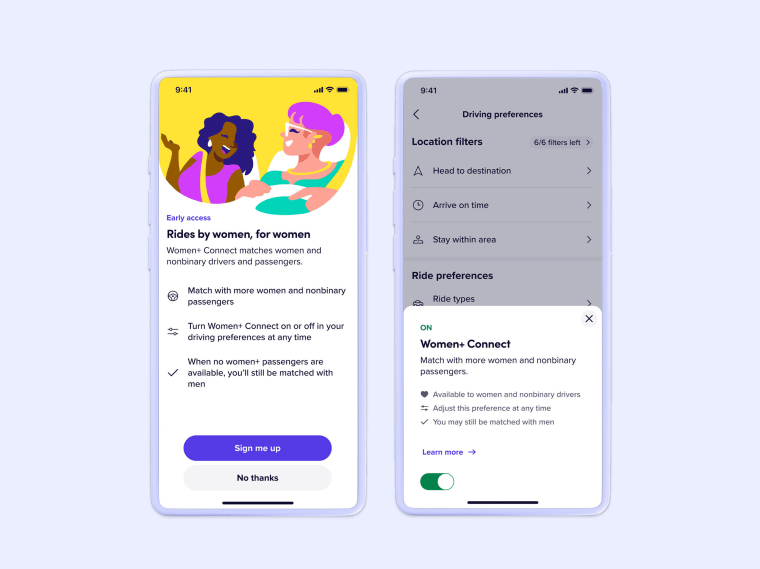Women+ Connect is Lyft's new feature that aims to connect women and nonbinary riders and drivers.