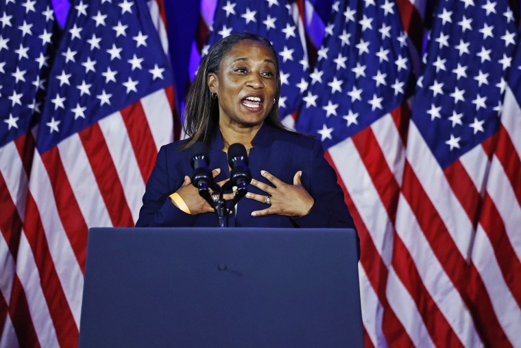 Emily's List President Laphonza Butler address a Biden-Harris campaign rally on June 23, 2023 in Washington, D.C.