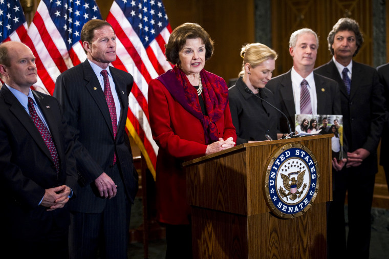 Sen. Dianne Feinstein discusses legislation that would repeal the Defense of Marriage Act on March  16, 2011.