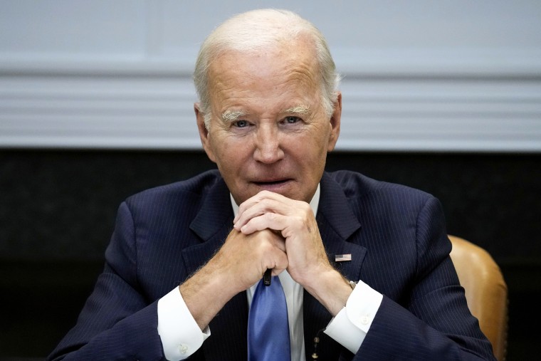 President Joe Biden listens at the White House on Sept. 25, 2023.