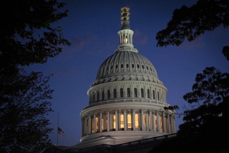 Night falls at the Capitol on Tuesday, Oct. 3, 2023.