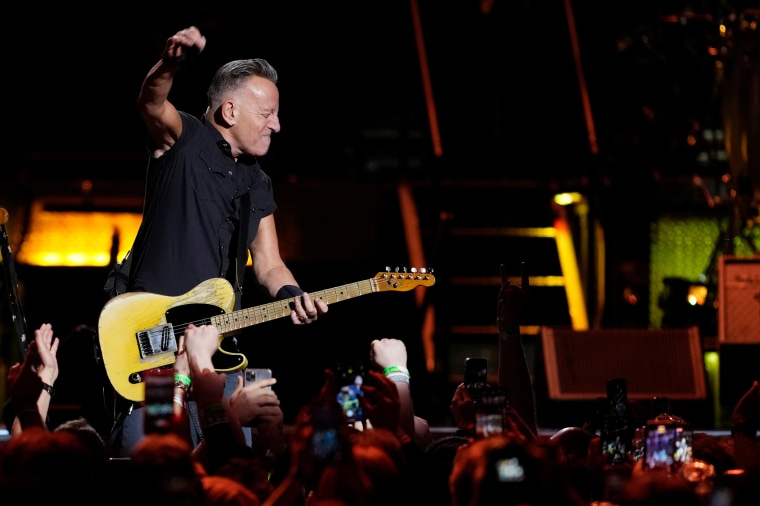 Bruce Springsteen performs on stage.