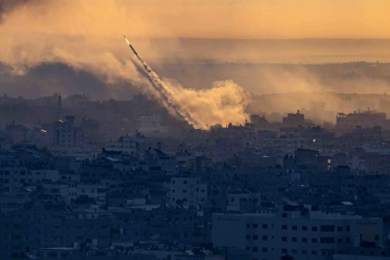 Image: Rockets are fired toward Israel from the Gaza Strip on Saturday as Palestinian militants announced a new operation against Israel.