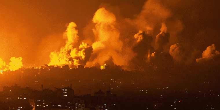 Images of airstrikes, destruction and mourners on Sunday during the Israel-Hamas conflict.