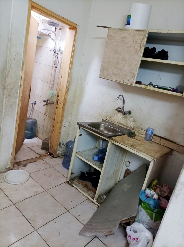 A kitchen where Momtaj Mansur and other workers shared housing in Saudi Arabia.