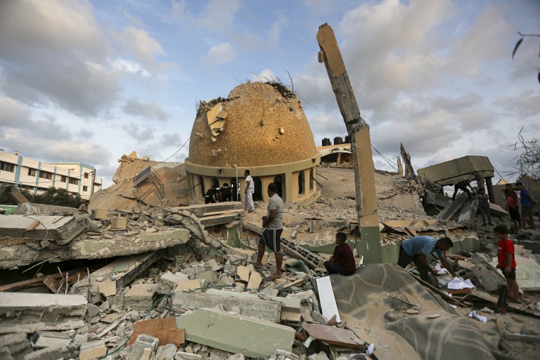 A destroyed mosque in Gaza.