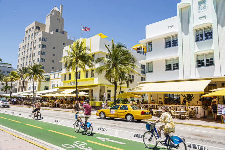 Buildings along Ocean Drive in Miami Beach's Art Deco district.